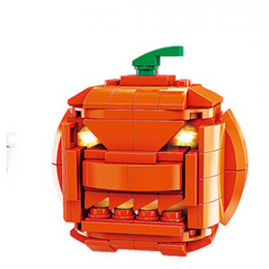 New Halloween Pumpkin Scythe Ghost Demon Skull Herd Building Block MOC Mini Brick Toys Assembly With Light Kids Toys Gifts Boxed