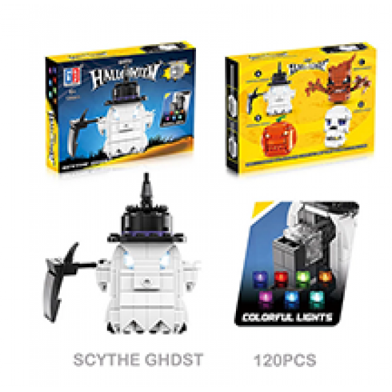 New Halloween Scythe Building Block MOC Mini Brick Toys Assembly With Light Kids Toys Gifts Boxed