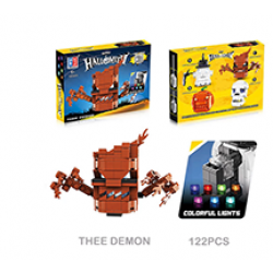 New Halloween Ghost Demon Building Block MOC Mini Brick Toys Assembly With Light Kids Toys Gifts Boxed
