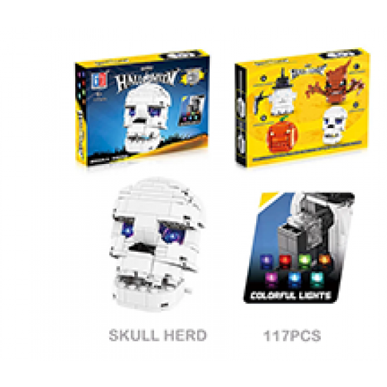 New Halloween  Skull Herd Building Block MOC Mini Brick Toys Assembly With Light Kids Toys Gifts Boxed