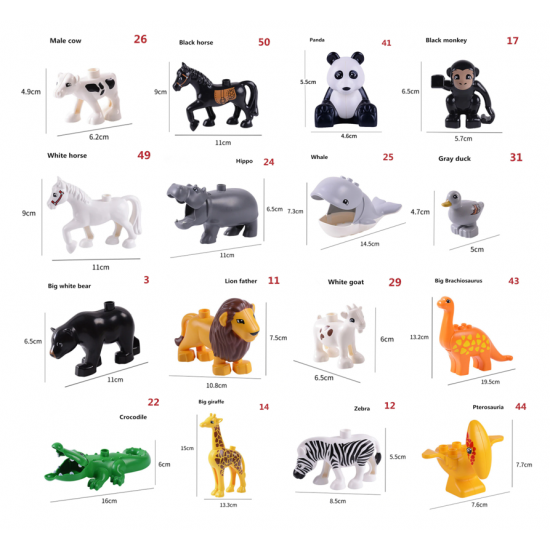 Animals Building Blocks Action Figures Sets of 8 Animals Building Blocks Action Figures Sets of 8