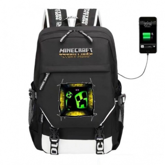 Minecraft Creeper Rucksack Backpack Schoolbag - Black Minecraft Creeper Rucksack Backpack Schoolbag - Black