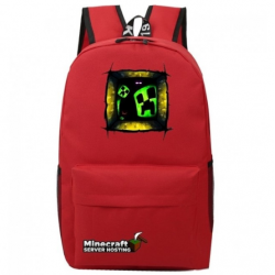 Minecraft Creeper Rucksack Backpack Schoolbag - Red