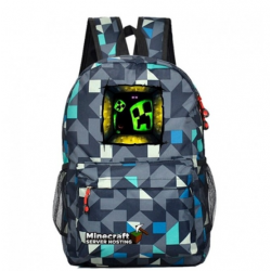 Minecraft Creeper Rucksack Backpack Schoolbag - Blue Geometric