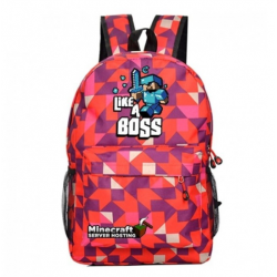 Minecraft Like A Boss Rucksack Backpack Schoolbag - Red Geometric