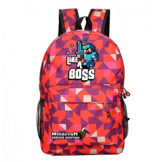 Minecraft Like A Boss Rucksack Backpack Schoolbag - Red Geometric Minecraft Like A Boss Rucksack Backpack Schoolbag - Red Geometric
