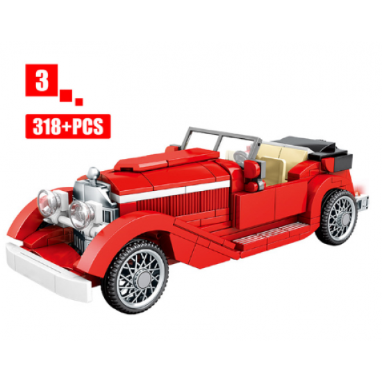Mechanical Classic Car Building Blocks Toys - Red