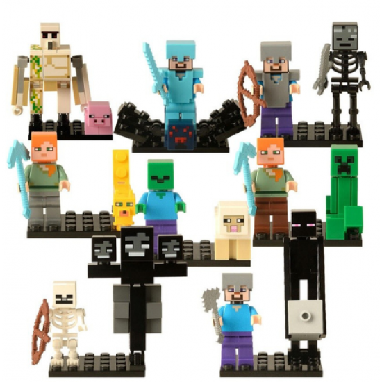 Minecraft Building Blocks Action Figures Set of 8