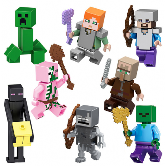 Minecraft Building Blocks Action Figures Set of 8 Minecraft Building Blocks Action Figures Set of 8