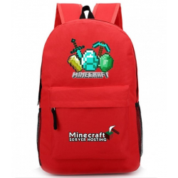 Minecraft Diamond Logo Rucksack Backpack Schoolbag - Red