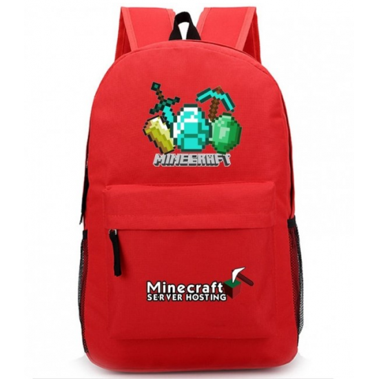 Minecraft Diamond Logo Rucksack Backpack Schoolbag - Red