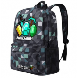 Minecraft Diamond Logo Rucksack Backpack Schoolbag - Blue Geometric