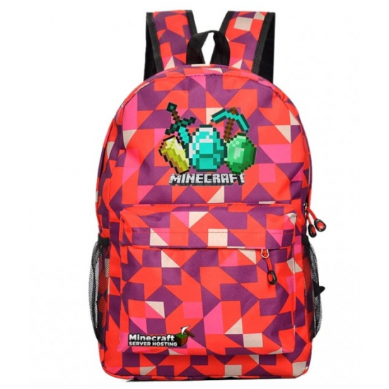 Minecraft Diamond Logo Rucksack Backpack Schoolbag - Red Geometric Minecraft Diamond Logo Rucksack Backpack Schoolbag - Red Geometric