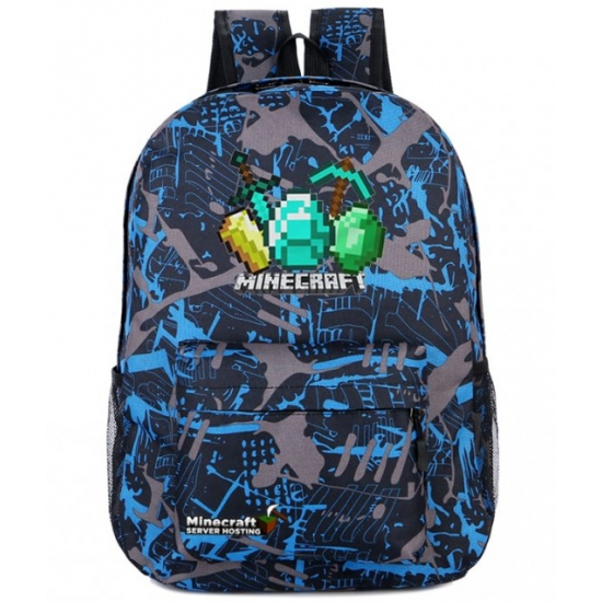 Minecraft Diamond Logo Rucksack Backpack Schoolbag - Blue Minecraft Diamond Logo Rucksack Backpack Schoolbag - Blue