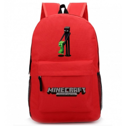 Minecraft Enderman Creeper Rucksack Backpack Schoolbag - Red