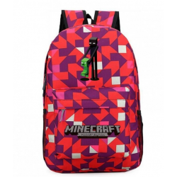 Minecraft Enderman Creeper Rucksack Backpack Schoolbag - Red Geometric