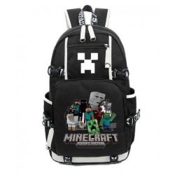 Minecraft All Charaters Rucksack Backpack Schoolbag - Black
