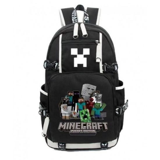 Minecraft All Charaters Rucksack Backpack Schoolbag - Black Minecraft All Charaters Rucksack Backpack Schoolbag - Black