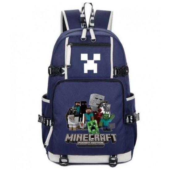 Minecraft All Charaters Rucksack Backpack Schoolbag - Blue Minecraft All Charaters Rucksack Backpack Schoolbag - Blue
