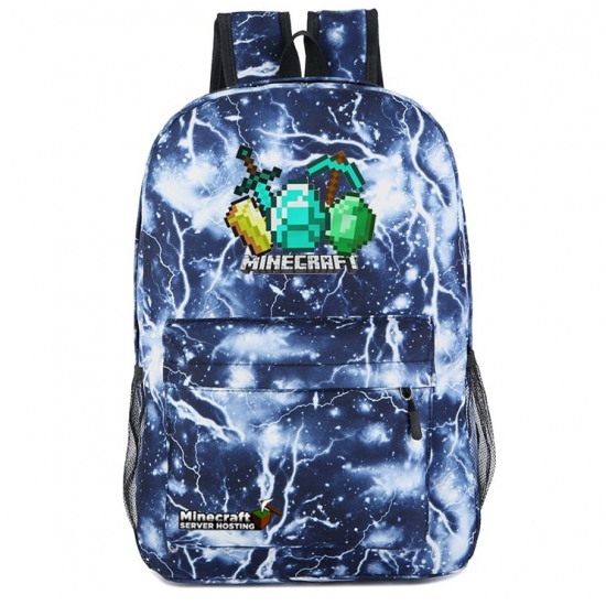 Minecraft Diamonds Logo Rucksack Backpack Schoolbag - Blue Thunder Minecraft Diamonds Logo Rucksack Backpack Schoolbag - Blue Thunder