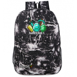 Minecraft Diamonds Logo Rucksack Backpack Schoolbag - Black Thunder