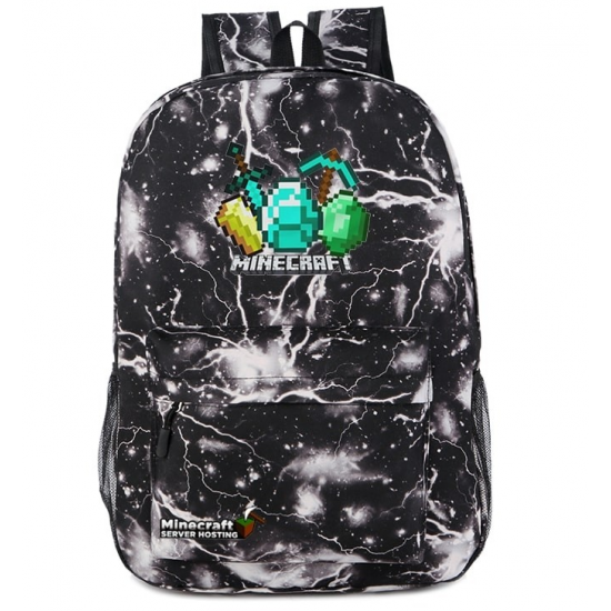 Minecraft Diamonds Logo Rucksack Backpack Schoolbag - Black Thunder
