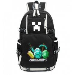 Minecraft Diamonds Logo Rucksack Backpack Schoolbag - Black
