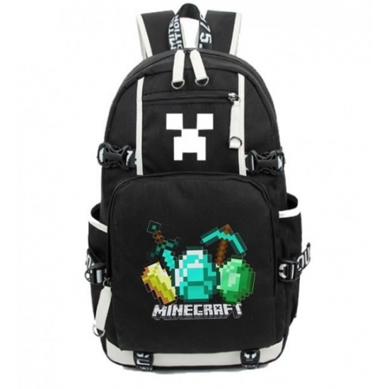 Minecraft Diamonds Logo Rucksack Backpack Schoolbag - Black Minecraft Diamonds Logo Rucksack Backpack Schoolbag - Black