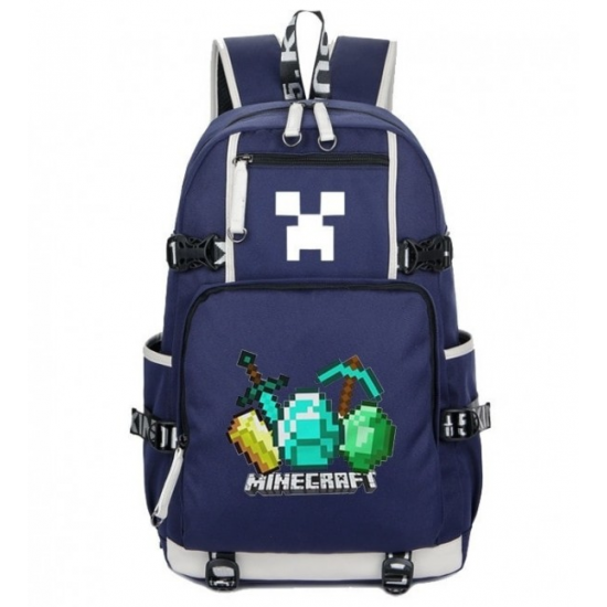 Minecraft Diamonds Logo Rucksack Backpack Schoolbag - Blue Minecraft Diamonds Logo Rucksack Backpack Schoolbag - Blue