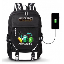 Minecraft Diamonds Logo Rucksack Backpack Schoolbag - Black