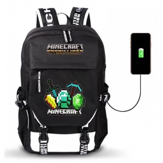 Minecraft Diamonds Logo Rucksack Backpack Schoolbag - Black