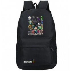 Minecraft All Charaters Rucksack Backpack Schoolbag - Black