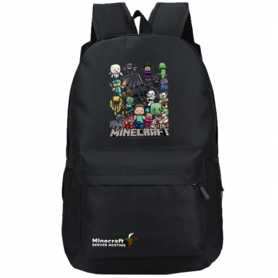Minecraft All Charaters Rucksack Backpack Schoolbag - Black Minecraft All Charaters Rucksack Backpack Schoolbag - Black