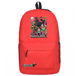 Minecraft All Charaters Rucksack Backpack Schoolbag - Red