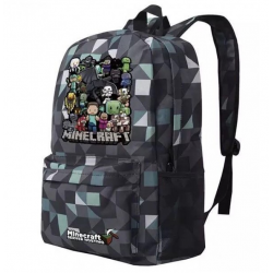 Minecraft All Charaters Rucksack Backpack Schoolbag - Blue Geometric