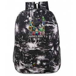 Minecraft All Charaters Rucksack Backpack Schoolbag - Black Thunder
