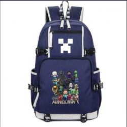 Minecraft All Characters Rucksack Backpack Schoolbag - Blue