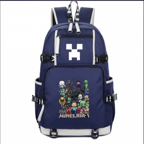 Minecraft All Characters Rucksack Backpack Schoolbag - Blue Minecraft All Characters Rucksack Backpack Schoolbag - Blue