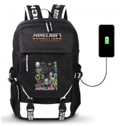 Minecraft All Charaters Rucksack Backpack Schoolbag - Black