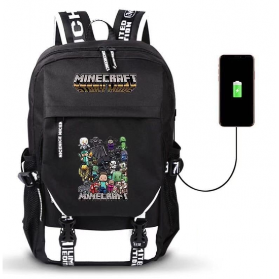 Minecraft All Charaters Rucksack Backpack Schoolbag - Black Minecraft All Charaters Rucksack Backpack Schoolbag - Black