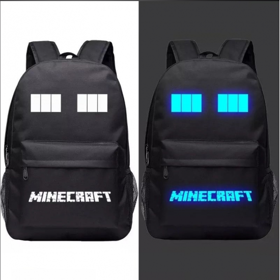 Minecraft Glow in the Dark Rucksack Backpack Schoolbag - Black