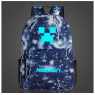 Minecraft Glow in the Dark Rucksack Backpack Schoolbag - Blue Thunder