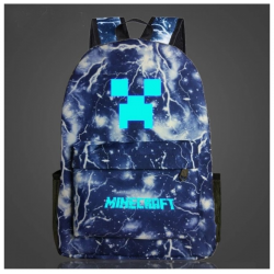 Minecraft Glow in the Dark Rucksack Backpack Schoolbag - Blue Thunder
