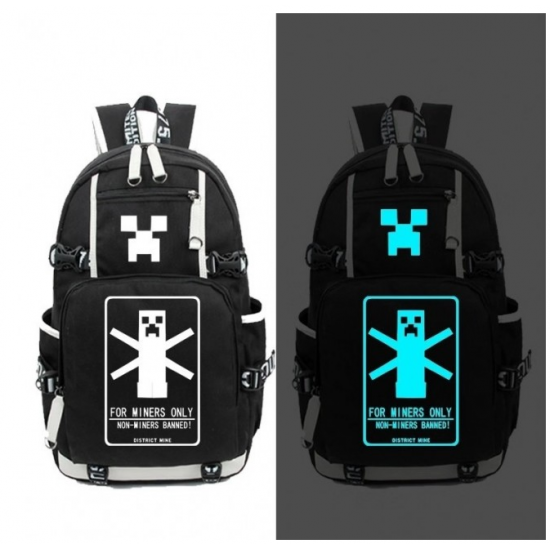 Minecraft Miner Glow in the Dark Rucksack Backpack Schoolbag - Black Minecraft Miner Glow in the Dark Rucksack Backpack Schoolbag - Black
