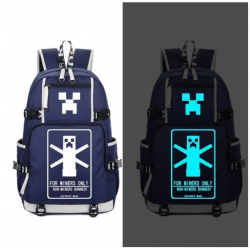 Minecraft Miner Glow in the Dark Rucksack Backpack Schoolbag - Blue