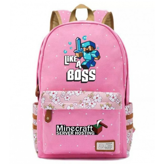 Minecraft Like A Boss Rucksack Backpack Schoolbag - Pink Minecraft Like A Boss Rucksack Backpack Schoolbag - Pink