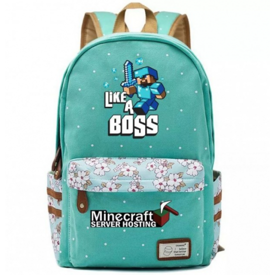 Minecraft Like A Boss Rucksack Backpack Schoolbag - Turquoise Minecraft Like A Boss Rucksack Backpack Schoolbag - Turquoise