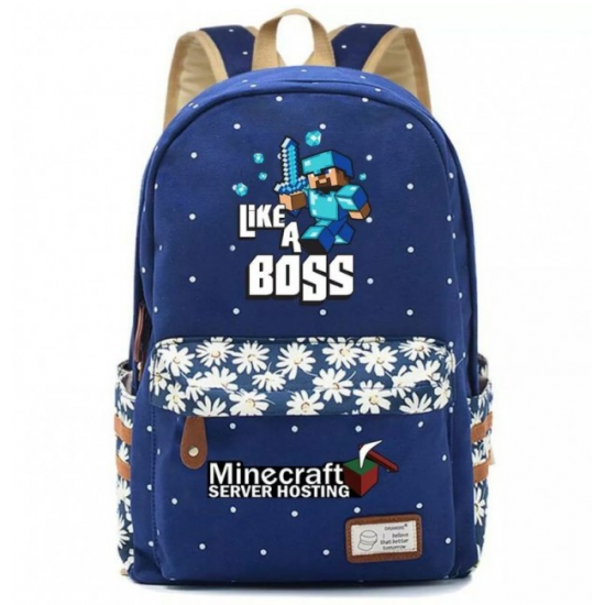 Minecraft Like A Boss Rucksack Backpack Schoolbag - Navy Blue Minecraft Like A Boss Rucksack Backpack Schoolbag - Navy Blue