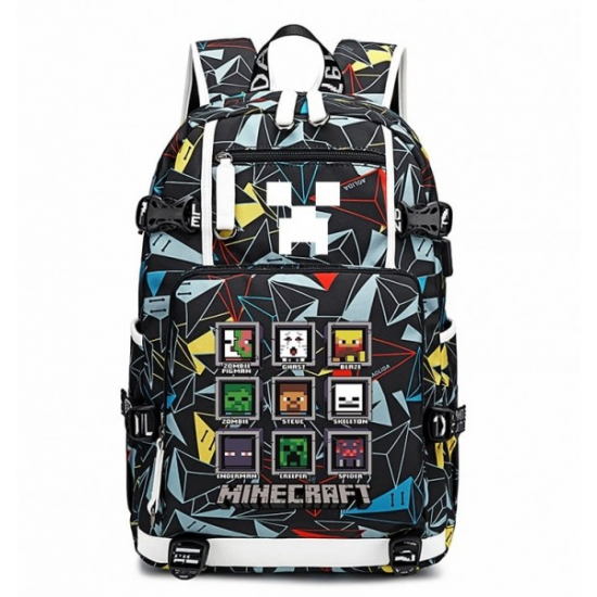 Minecraft Rucksack Backpack Schoolbag - Geometric Mix Minecraft Rucksack Backpack Schoolbag - Geometric Mix